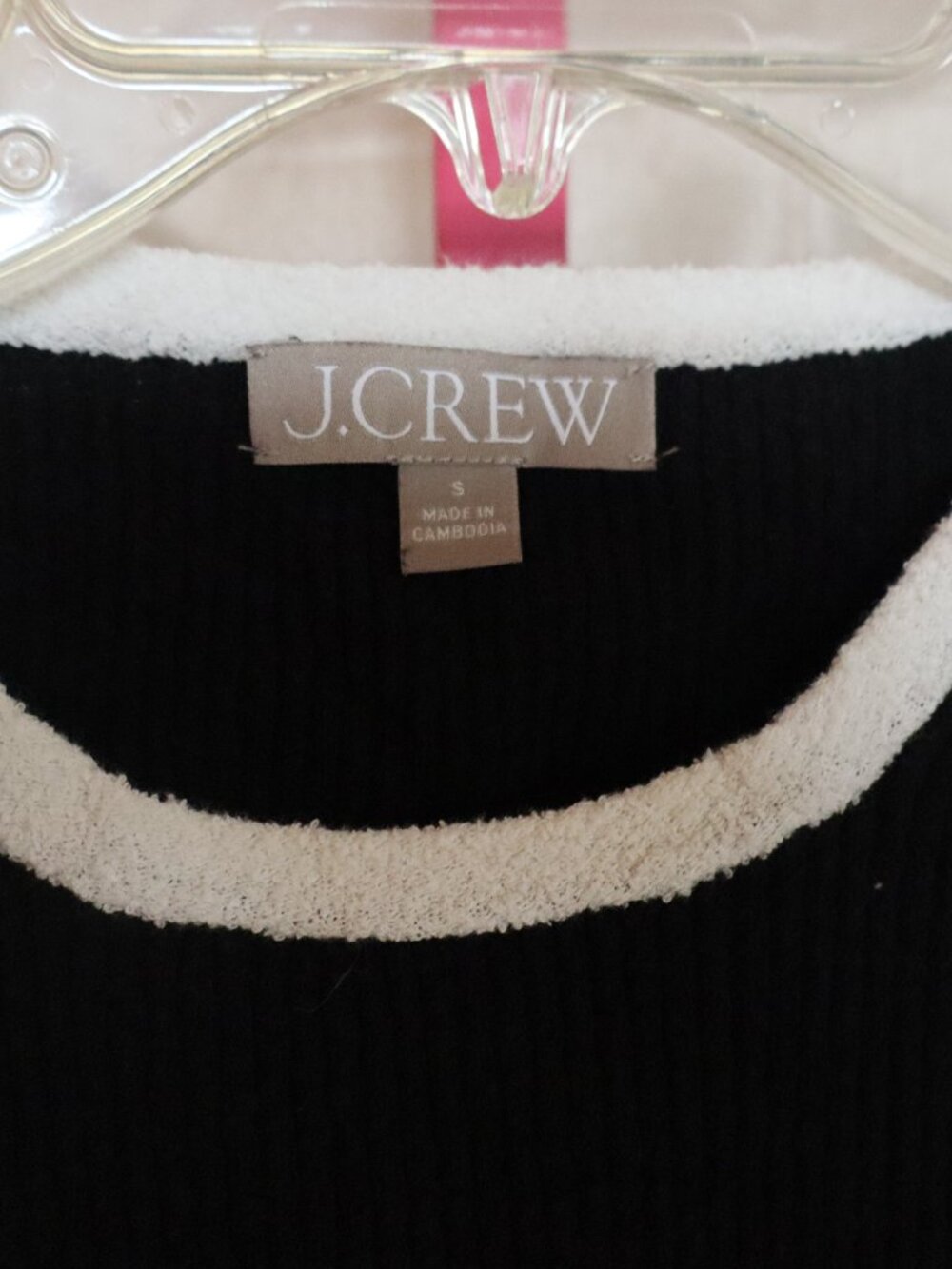 J. Crew Black, white trimmed Short Sleeve Sweater, Small